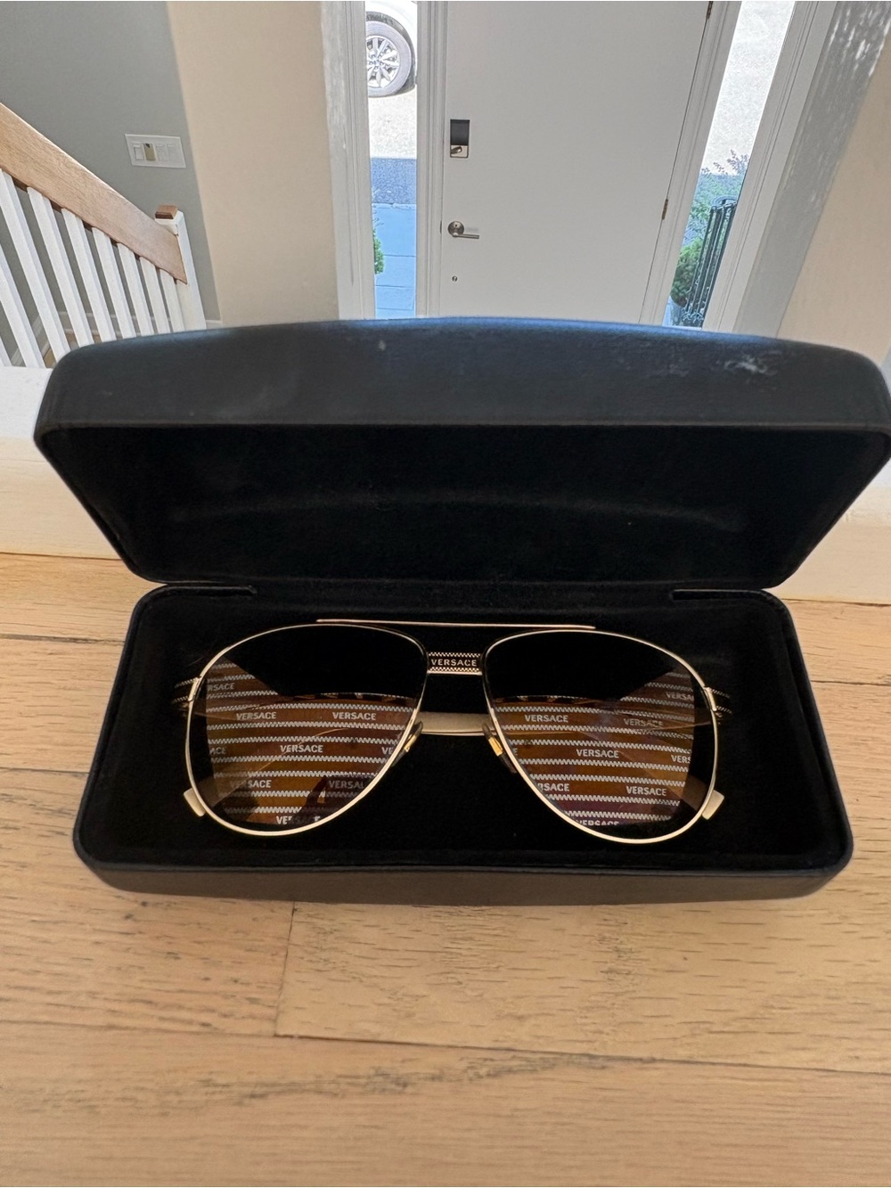Versace Gold Aviator Sunglasses with Brown Gradient Lenses